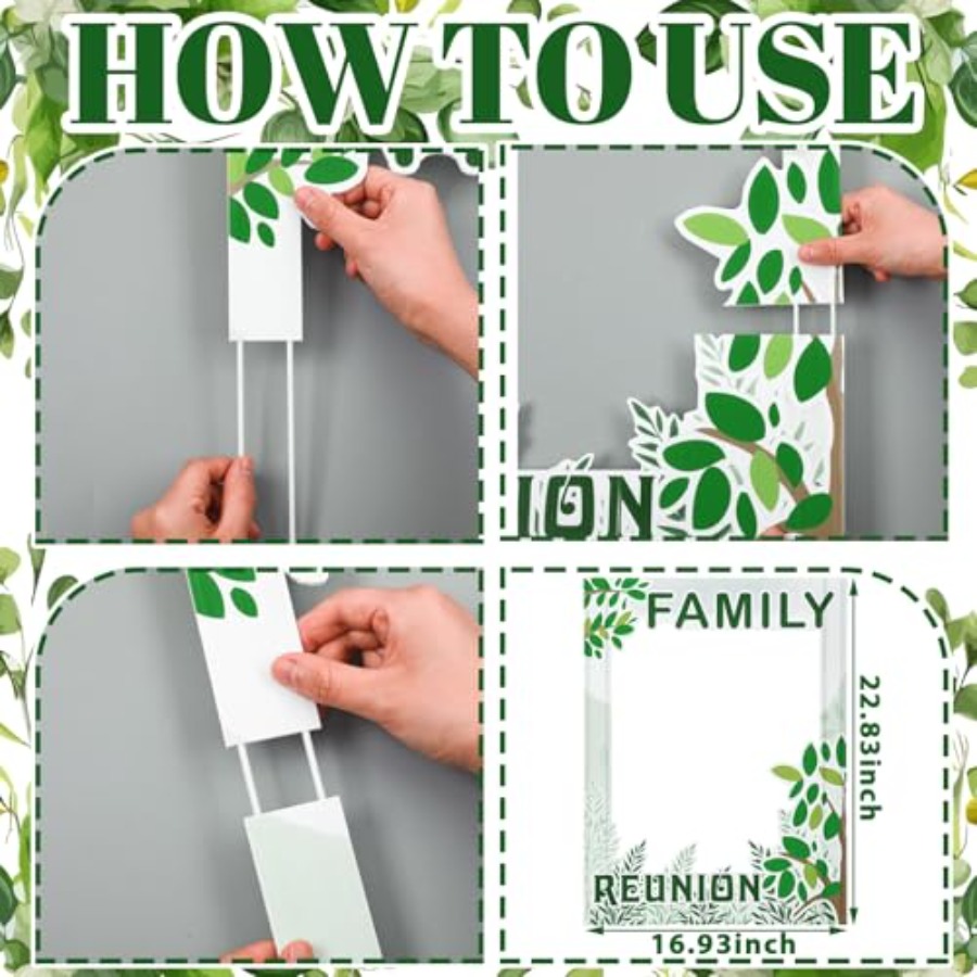 49 Pcs Green Family Tree Photo - Photo Booth Frame avaliação e preço
