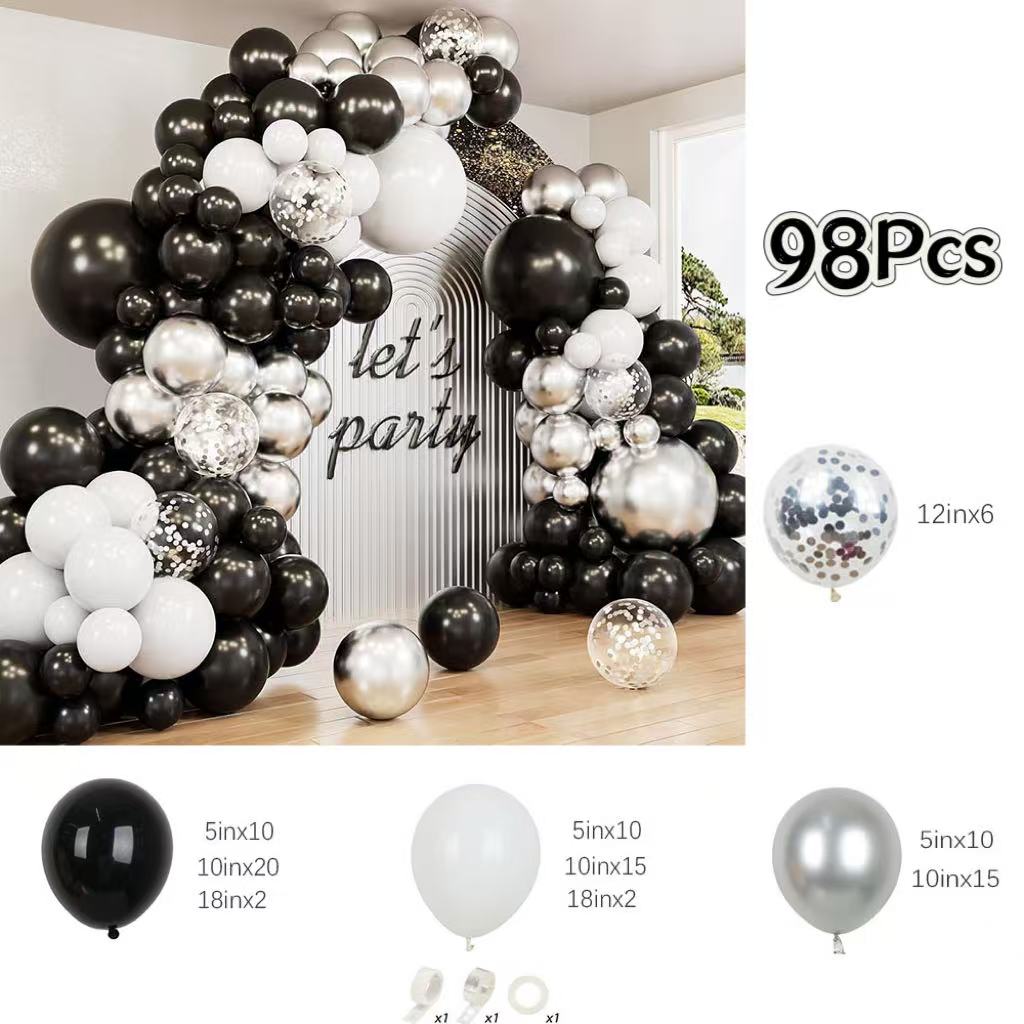 98Pcs Black and White Balloons - Balloon Arch Kit avaliação e preço