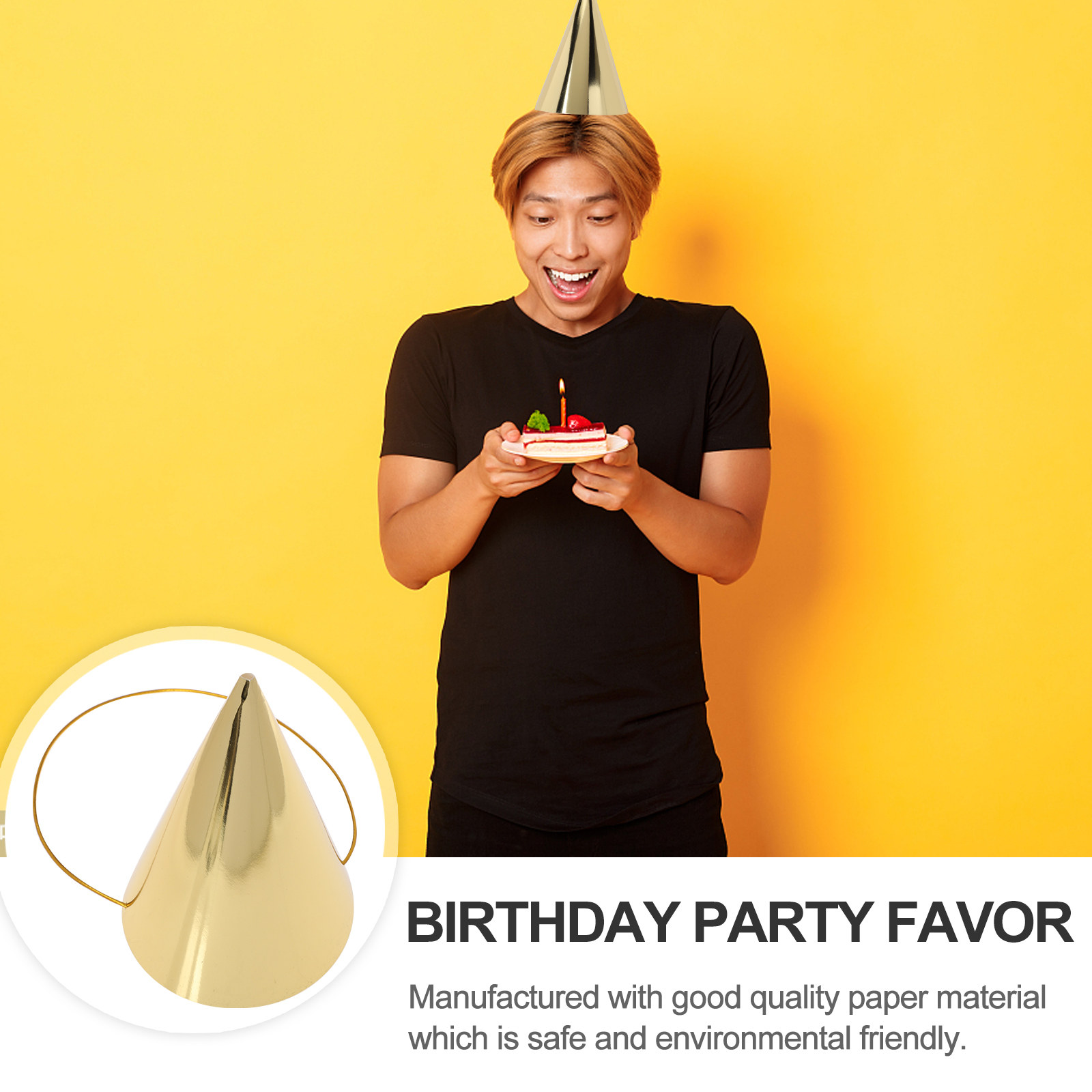 8Pcs Birthday Hats Gold Cone P - Party Hat Cone avaliação e preço
