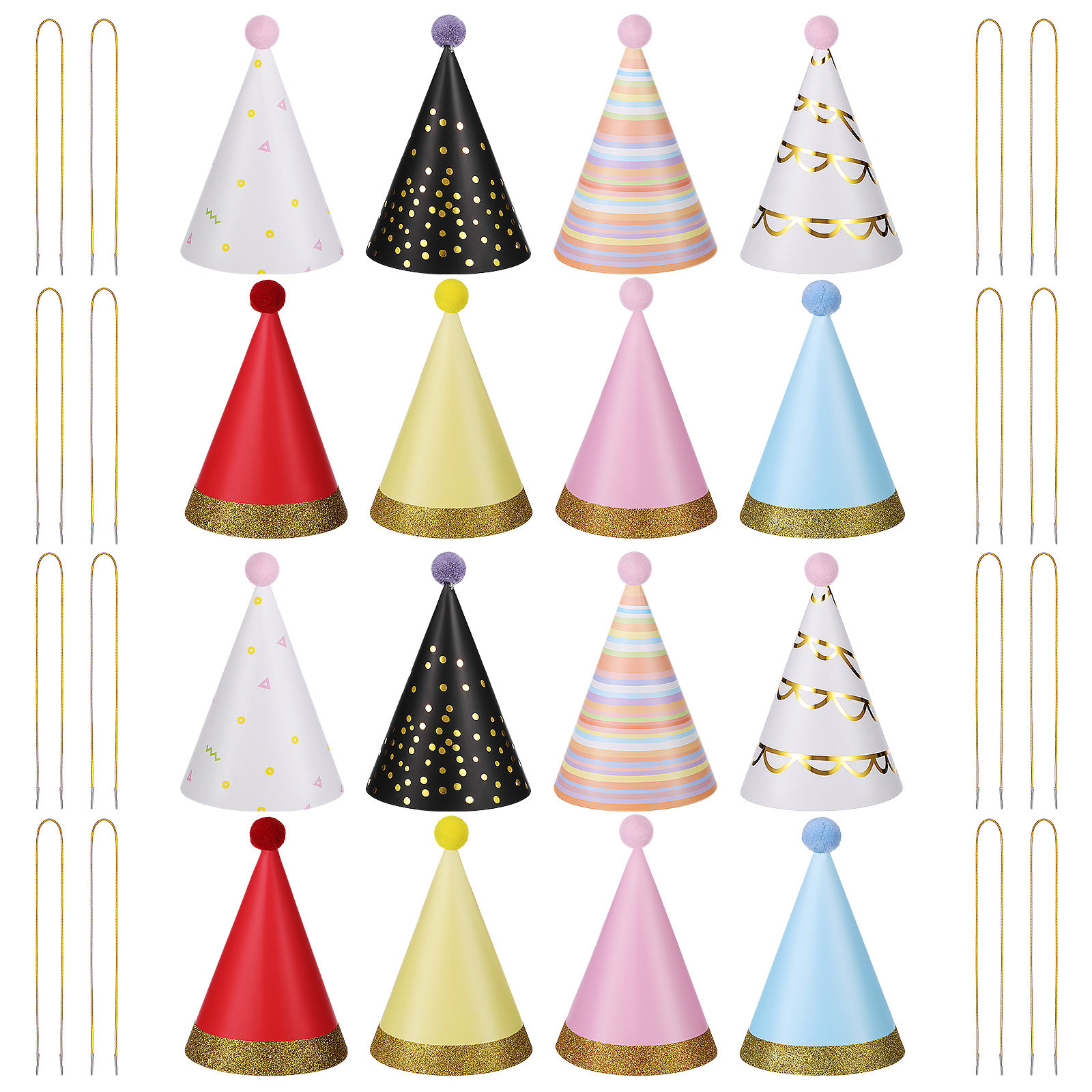 16Pcs Colorful Birthday Party  - Party Hat Cone avaliação e preço