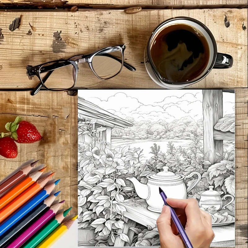Tea In The Gardens Coloring Bo - Event Supplies avaliação e preço