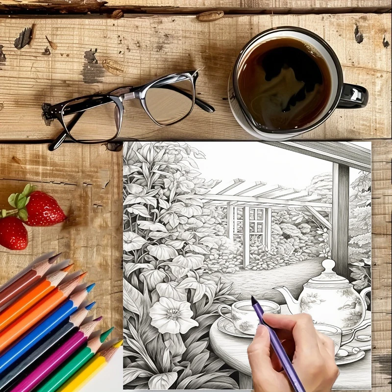 Tea In The Gardens Coloring Bo - Event Supplies avaliação e preço